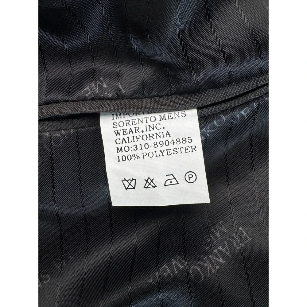 Franko Gotti Mens 42L Blazer Jacket Gray Solid 3 Button Polyester Sport Coat Lon